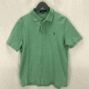 Polo Ralph Lauren Light Green Mens Golf Shirt‎ Short Sleeve EUC Button Large